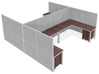 Shared Downtown Privacy Workstation - 4-Person Back-to-Back, 62" Height, Espresso H-12150-62ES