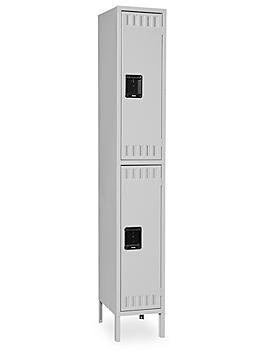 Industrial Lockers - Double Tier, 1 Wide, Unassembled, 12" Wide, 18" Deep, Gray H-1224GR