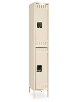 Uline Industrial Lockers - Double Tier, 1 Wide, Unassembled, 12" Wide, 18" Deep, Tan H-1224T