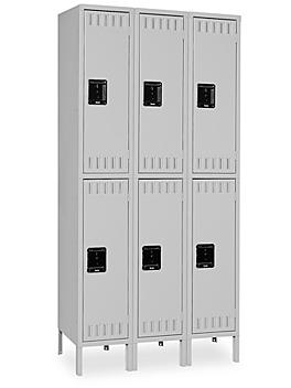 Industrial Lockers - Double Tier, 3 Wide, Assembled, 36" Wide, 18" Deep, Gray H-1225AGR