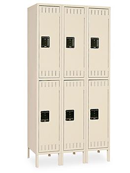 Industrial Lockers - Double Tier, 3 Wide, Assembled, 36" Wide, 18" Deep, Tan H-1225AT