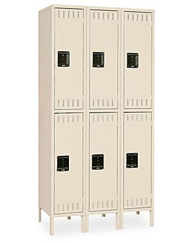 Uline Industrial Lockers - Double Tier, 3 Wide, Unassembled, 36" Wide, 18" Deep, Tan H-1225T