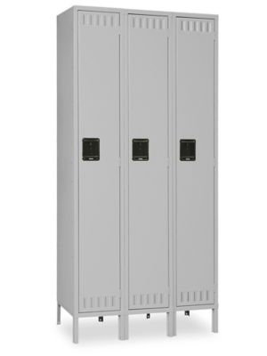 Uline Industrial Lockers - Single Tier, 3 Wide, Assembled, 36" Wide, 18" Deep, Gray H-1227AGR