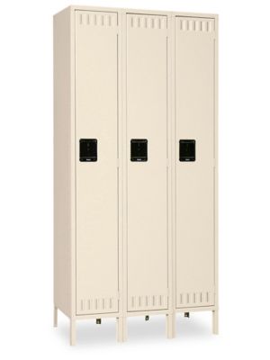 Uline Industrial Lockers - Single Tier, 3 Wide, Assembled, 36" Wide, 18" Deep, Tan H-1227AT
