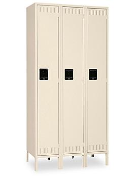 Industrial Lockers - Single Tier, 3 Wide, Assembled, 36" Wide, 18" Deep, Tan H-1227AT