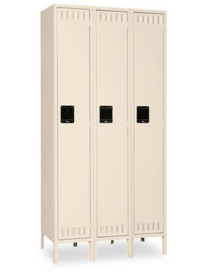 Uline Industrial Lockers - Single Tier, 3 Wide, Unassembled, 36" Wide, 18" Deep, Tan H-1227T