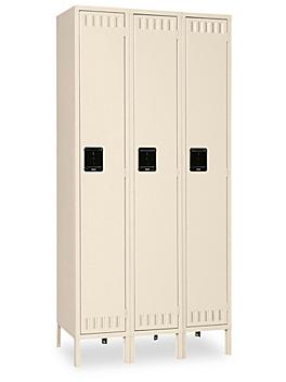 Uline Industrial Lockers - Single Tier, 3 Wide, Unassembled, 36" Wide, 18" Deep, Tan H-1227T