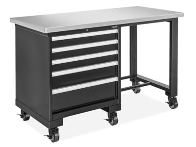 Mobile Modular Drawer Workbench - 60 x 30", Stainless Steel Top H-12309-SS