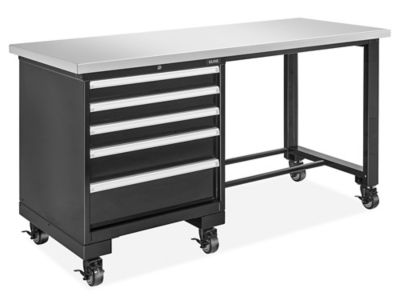 Mobile Modular Drawer Workbench - 72 x 30", Stainless Steel Top H-12310-SS
