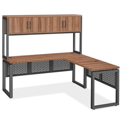 Metro Office L-Desk with Hutch - 72 x 72", Walnut H-12338