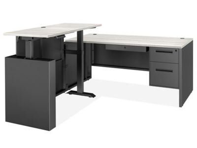  Industrial – Bureau en L avec retour à hauteur réglable – 66 x 78 po