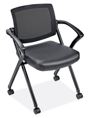 Mesh Nesting Chair with Armrests - Vinyl, Black H-12466BL