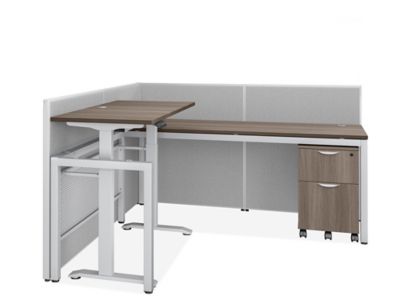  Single Row Downtown Adjustable Height Privacy Workstation - 1-Person