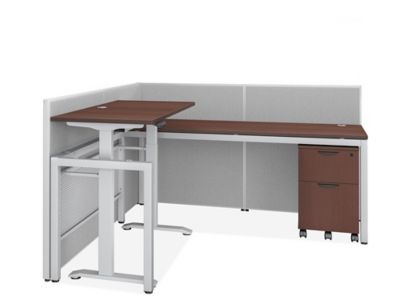 Single Row Downtown Adjustable Height Privacy Workstation - 1-Person, 42" Height, Espresso H-12510-42ES