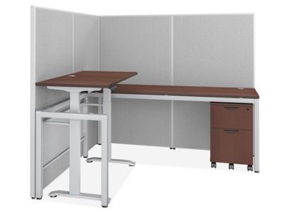 Single Row Downtown Adjustable Height Privacy Workstation - 1-Person, 62" Height, Espresso H-12510-62ES