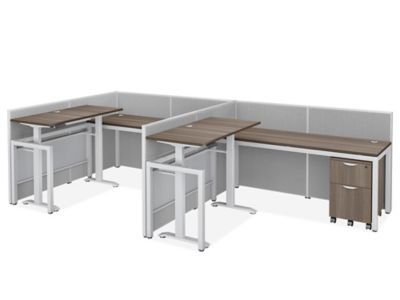  Single Row Downtown Adjustable Height Privacy Workstation - 2-Person