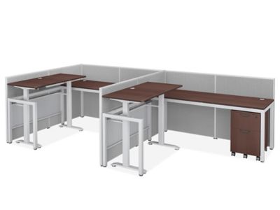 Single Row Downtown Adjustable Height Privacy Workstation - 2-Person, 42" Height, Espresso H-12511-42ES