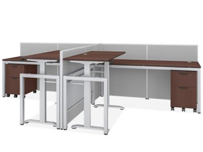 Double Row Downtown Adjustable Height Privacy Workstation - 2-Person, 42" Height, Espresso H-12512-42ES