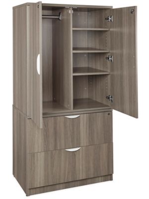 Downtown Lateral File Cabinet with Wardrobe Hutch H-12525GR