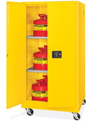 Mobile Flammable Storage Cabinet - Manual Doors, 60 Gallon H-12674M-Y