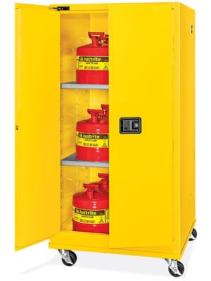 Mobile Flammable Storage Cabinet - Self-Closing Doors, 60 Gallon H-12674S-Y