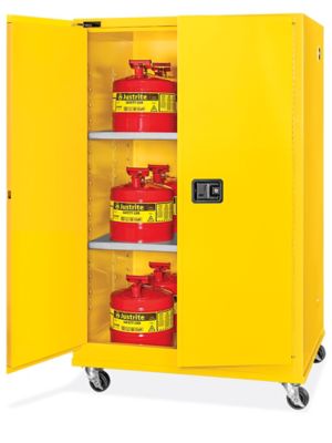 Mobile Flammable Storage Cabinet - Self-Closing Doors, 90 Gallon H-12675S-Y
