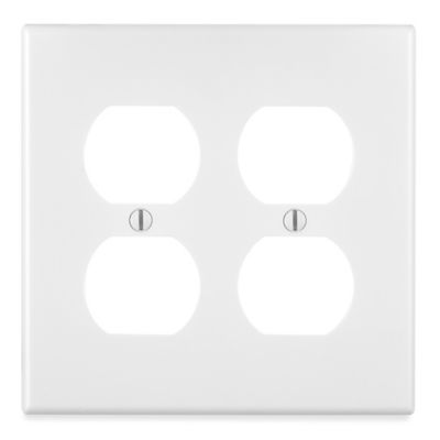 Hubbell&reg; Wall Plate - Duplex Receptacle, 2-Gang, White H-12854W