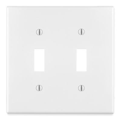 Hubbell&reg; Wall Plate - Toggle Switch, 2-Gang, White H-12856W