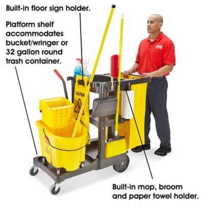 Janitor Cart with Yellow Bag