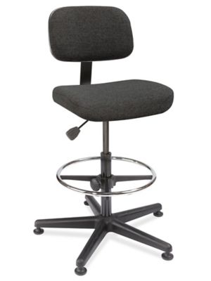 Deluxe Work Stool with Adjustable Arms - Vinyl, Black H-6991BL - Uline