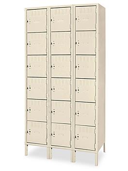 Industrial Lockers - Six Tier, 3 Wide, Assembled, 36" Wide, 18" Deep, Tan H-1393AT