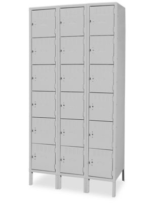 Industrial Lockers - Six Tier, 3 Wide, Unassembled, 36" Wide, 18" Deep, Gray H-1393GR