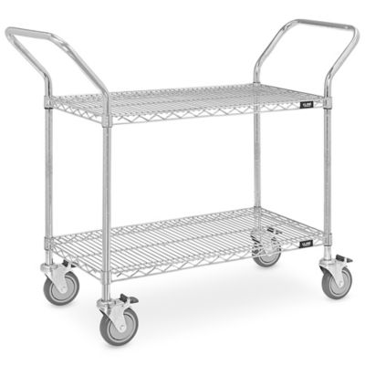 Chrome Heavy-Duty Wire Cart - 48 x 18 x 41", 2 Shelf H-1418