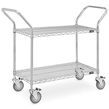 Chrome Heavy-Duty Wire Cart - 48 x 18 x 41", 2 Shelf H-1418
