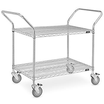 Chrome Heavy-Duty Wire Cart - 48 x 24 x 41", 2 Shelf H-1419