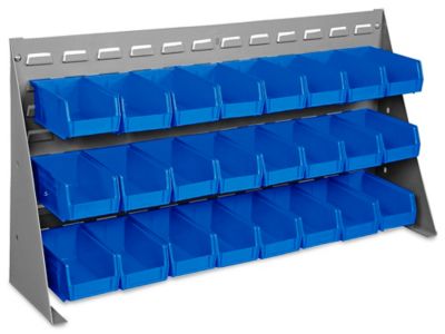 Bench Rack - 37 x 19 with 7 1/2 x 4 x 3 Blue Bins - ULINE - H-1425BLU