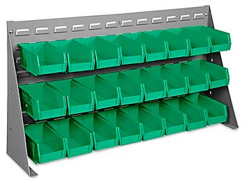 Bench Rack - 37 x 19" with 7 1/2 x 4 x 3" Green Bins H-1425G