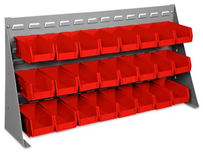 Bench Rack - 37 x 19" with 7 1/2 x 4 x 3" Red Bins H-1425R