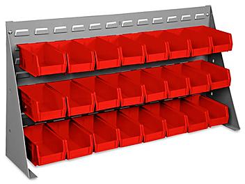 Bench Rack - 37 x 19" with 7 1/2 x 4 x 3" Red Bins H-1425R