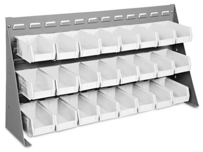 Bench Rack - 37 x 19" with 7 1/2 x 4 x 3" White Bins H-1425W