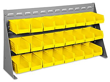Bench Rack - 37 x 19" with 7 1/2 x 4 x 3" Yellow Bins H-1425Y