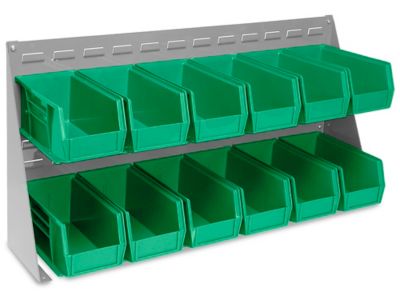 Bench Rack - 37 x 19" with 11 x 5 1/2 x 5" Green Bins H-1426G