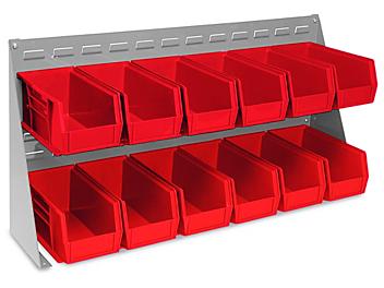 Bench Rack - 37 x 19" with 11 x 5 1/2 x 5" Red Bins H-1426R