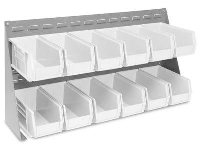 Bench Rack - 37 x 19" with 11 x 5 1/2 x 5" White Bins H-1426W