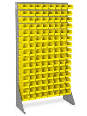 Double Sided Floor Rack Bin Organizer with 15 x 8 x 7 Yellow Bins H-1907Y  - Uline