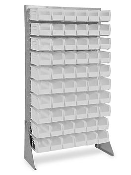 Single Sided Floor Rack Bin Organizer with 11 x 5 1/2 x 5" Clear Bins H-1429C