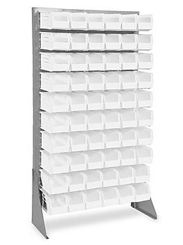 Single Sided Floor Rack Bin Organizer with 11 x 5 1/2 x 5" White Bins H-1429W