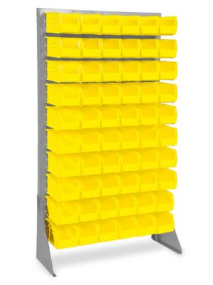 Single Sided Floor Rack Bin Organizer with 11 x 5 1/2 x 5" Yellow Bins H-1429Y