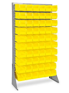 Single Sided Floor Rack Bin Organizer with 11 x 5 1/2 x 5" Yellow Bins H-1429Y