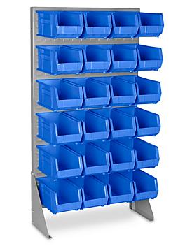 Single Sided Floor Rack Bin Organizer with 15 x 8 x 7" Bins